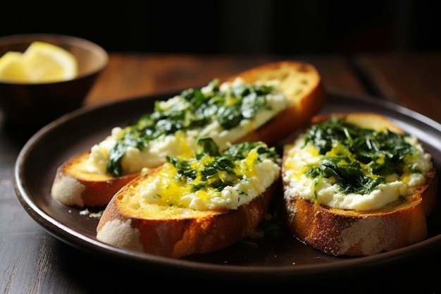 Lemon Ricotta Basil Bruschetta delicious Bruschetta food image photography