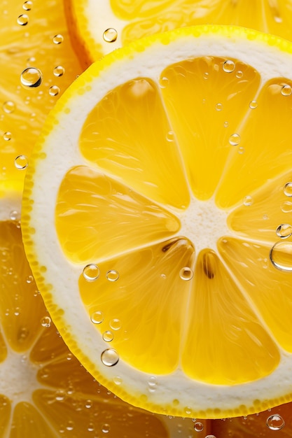 lemon slice in water closeup