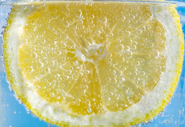 Lemon slice with bubbles