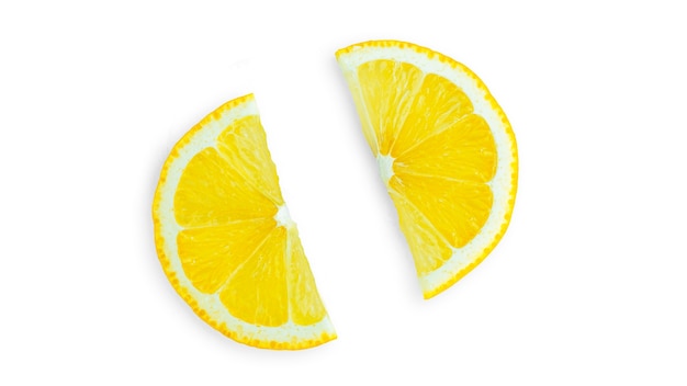 Lemon slices on white background