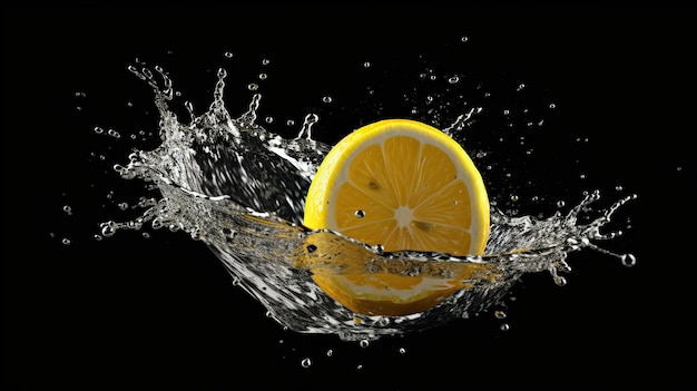 lemon splash lemon slice half lemon photography