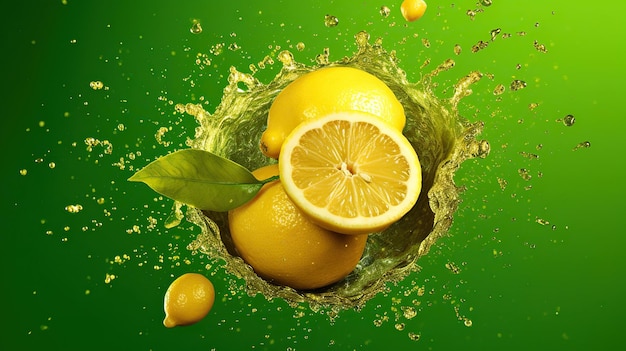 lemon splash lemon slice half lemon photography