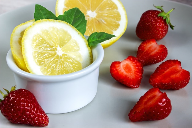 Lemon and strawberries