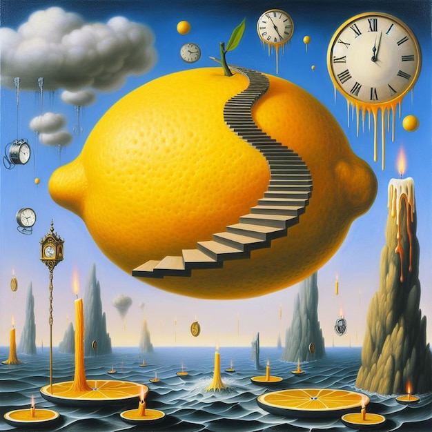 lemon surrealist painting