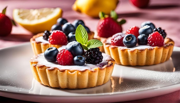 Lemon Tartlets with Fresh Berries on Top