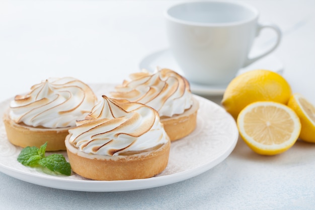 Lemon tartlets with meringue.