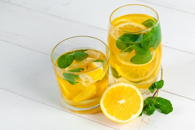 Lemon tea with mint