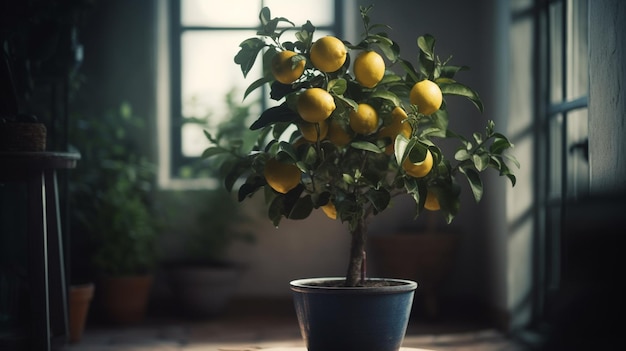 Photo lemon tree at home generative ai