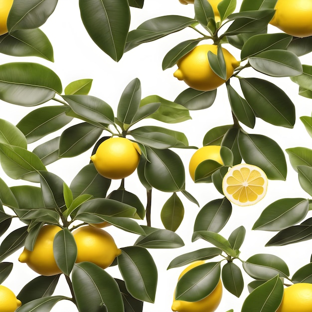 Lemon tree with lemons isolated on white background 3d illustration Generative AI