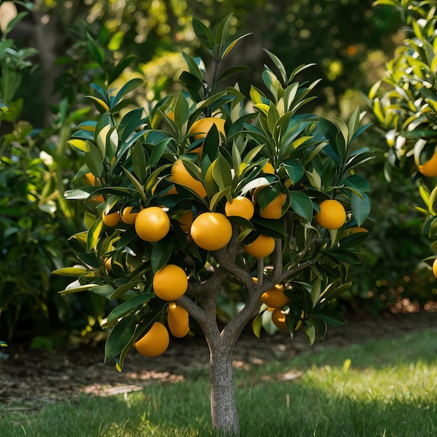 Photo a lemon tree with oranges on it and the word lemons on the bottom ai generated