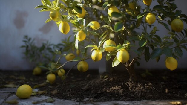 Photo a lemon tree with yellow lemon