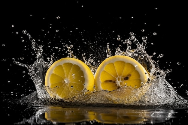 Lemon in water splash Generative AI