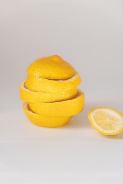 Lemon on a white background with an empty space