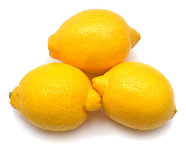 Lemon whole fruit isolated on white background Perfectly retouched full depth of field on the photo Top view flat lay