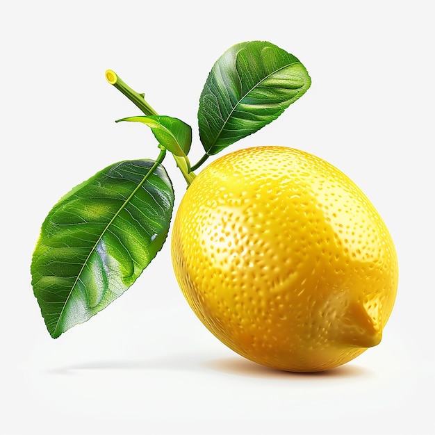 a lemon with a leaf