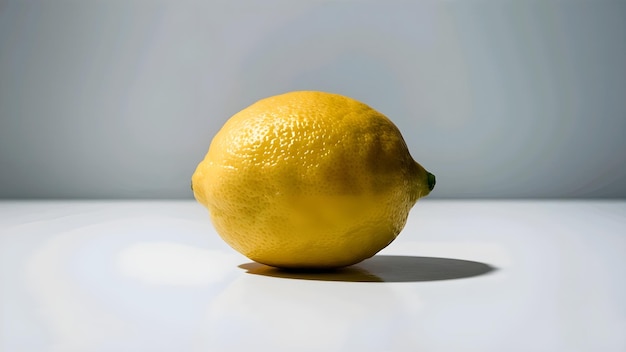 Photo a lemon with a shadow on it and a white background