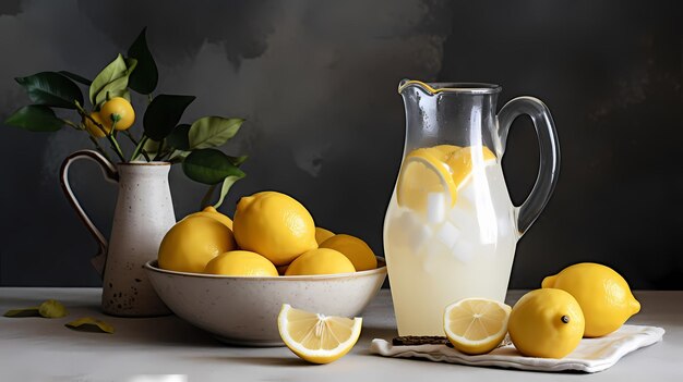 Lemonade drink in a jar glass Generative AI