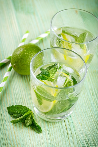 Lemonade drink on a wooden table