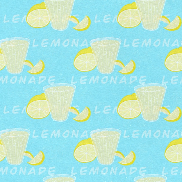 Photo a lemonade pattern featuring lemons and glasses perfect for summer ambiance and refreshment