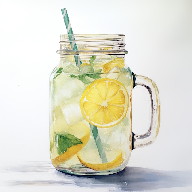 Lemonade watercolor illustration generative ai