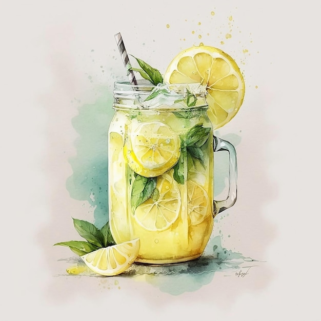 lemonade with lemon and mint