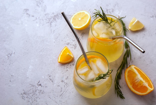 Lemonade with orange and ice