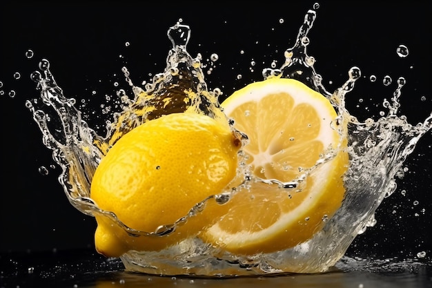 Lemons are being dropped into a bowl of water.