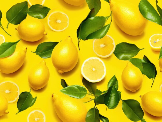 Lemons background as seamless tile generative AI