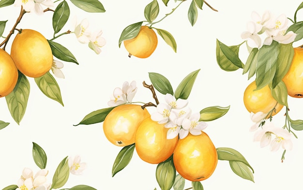 lemons and flowers on a white background