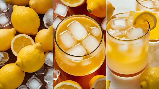 Photo lemons and ice the essence of refreshment