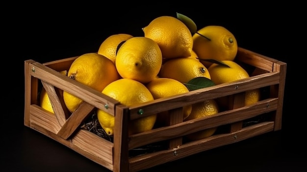 Lemons in wooden basket on isolated background