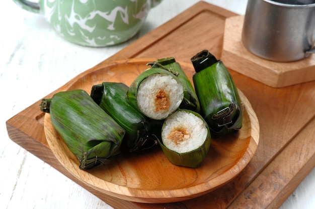 lemper is Indonesian Traditional Dish Made from Glutinous or Sticky Rice, Steamed with Coconut Milk,