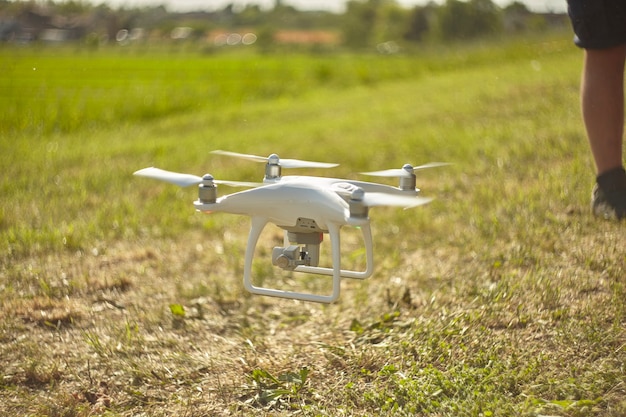 LENDINARA , ITALY 24 MARCH 2020: Drone dji Phantom in action piloted by a boy