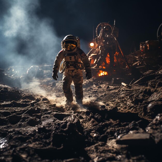 lending photos of astronauts on the moon