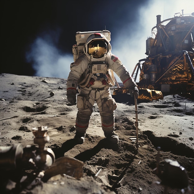 lending photos of astronauts on the moon