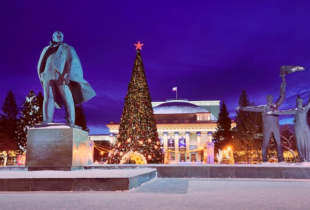 Lenin Square on a winter night