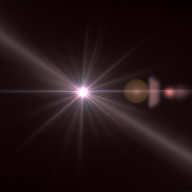 Lens flare isolated on black background light effect Generative AI