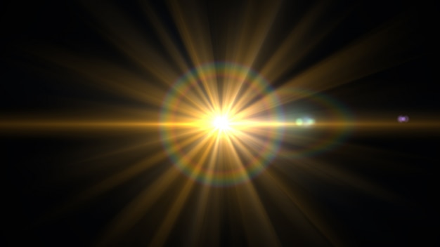 Lens Flare light over Black Background.