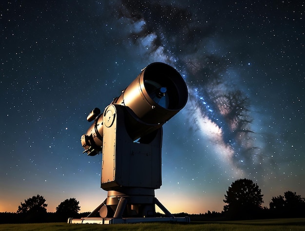 Photo the lens of the universe exploring with a telescope generative ai