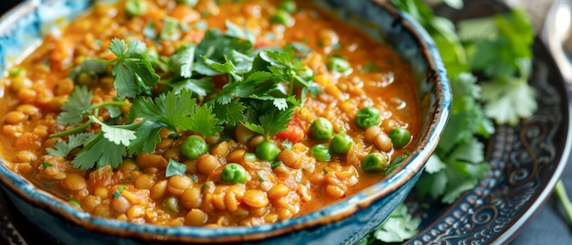 Photo lentil and pea curry an aromatic and comforting dish for a hot dinner