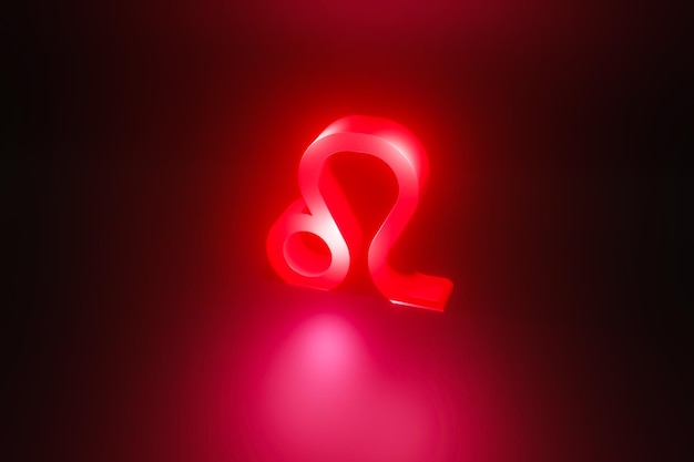 Leo red neon zodiac symbol, red neon glow horoscope sign 3D render