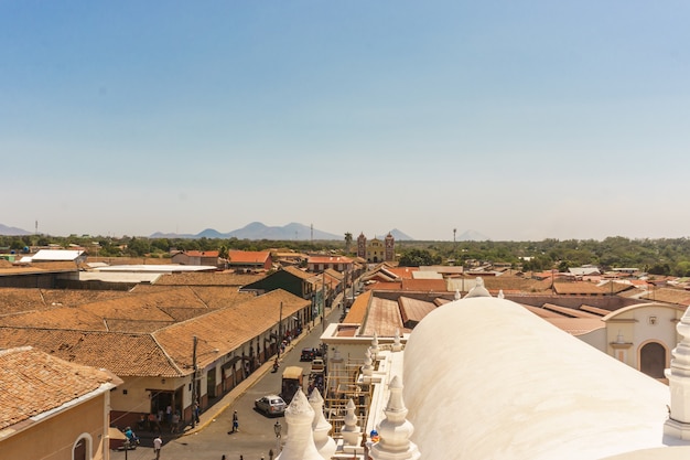 Leon, Nicaragua. View from the roof of Cathedral, the biggest cathedral in Central America and important touristic place in city.