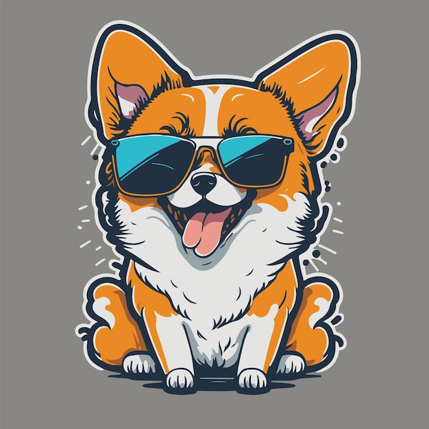 Leonardo Diffusion kawaii cute happy dog wearing sunglasses