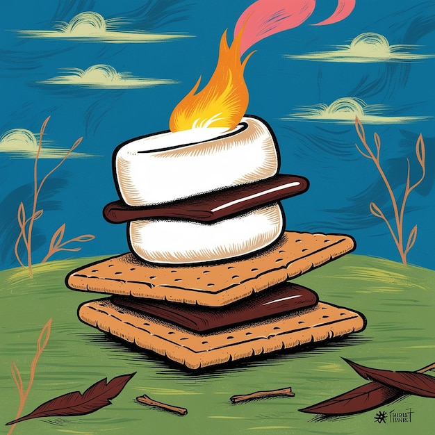 Photo leonardo phoenix a warm and cozy smores illustration