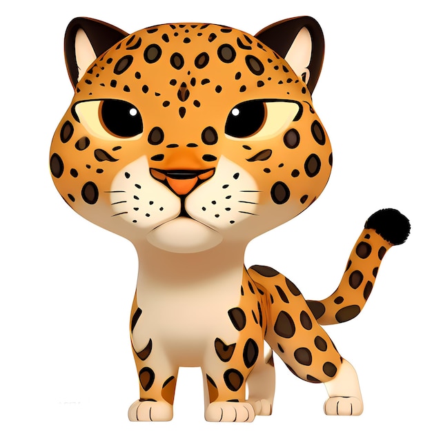 Leopard Cartoon character Cute little animal illustration on white background AI