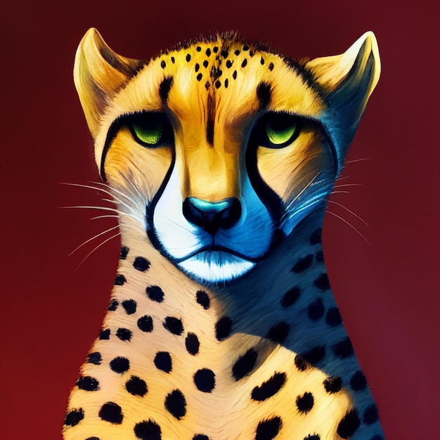 Leopard cheetah or jaguar portrait cartoon illustration