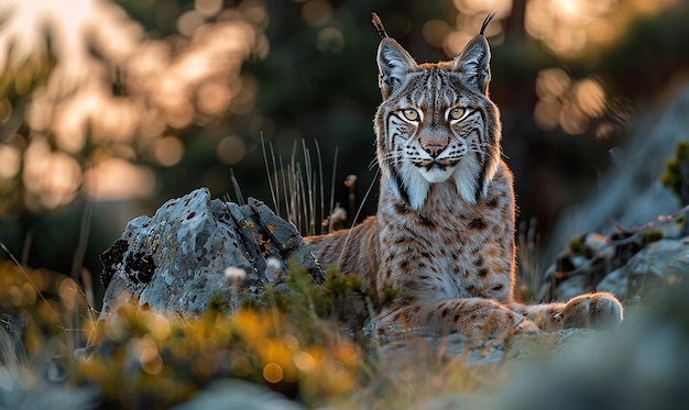 a leopard is laying on a rock in the grass