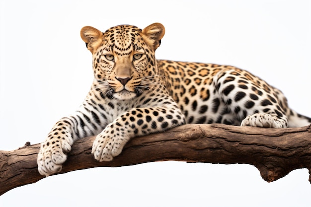 a leopard is sitting on a branch of a tree