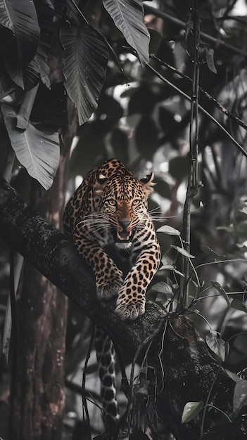 Photo leopard in the jungle