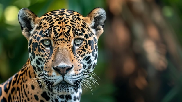 a leopard looking at the camera with a tree in the background